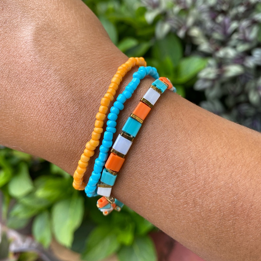3 piece stackable bracelet, small bead bracelet